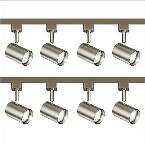 Circuito único cromado cepillado de 4 m, 4 metros, 8 puntos, 5 W, GU10, LED, cinta de iluminación para oficina, cocina, tienda, exposición, luz de exhibición