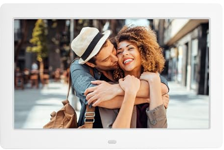 10,5 Zoll Digitaler Bilderrahmen, Musik Foto Videoplayer mit Fernbedienung, Digitaler Fotorahmen Multi-Slideshow/4-Fenster-Display, elektronischer Bilderrahmen