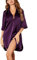 Ekouaer Camicia da Notte da Donna in Raso Maniche Corte a 3/4 Camici con Scollo a V Corta Sleepwear Viola M