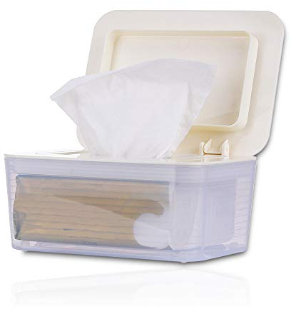 Whchiy Feuchttücher Box baby Boxen für Babypflegetücher BPA Frei Toilettenpapier Box mit Deckel Tissue Aufbewahrungskoffer für Zuhause und Büro (Weiß)