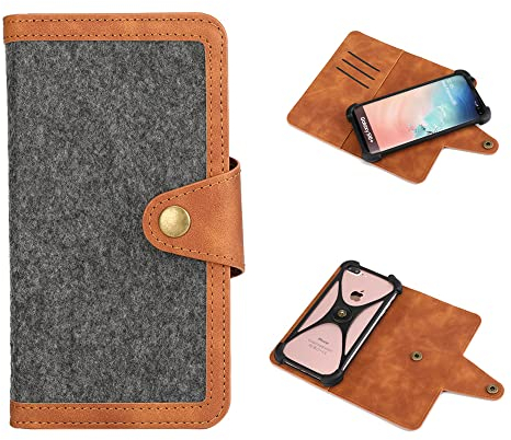 K-S-Trade Qualitativ & Innovativ Schutzhülle Handyhülle Für Gigaset GS4 Filz Hülle Kunst-Leder Dunkelgrau Braun (1x)
