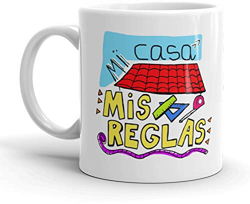 Kembilove Taza de café para Mamá – Taza de Desayuno Graciosas para Madres con Mensaje Mi casa, mis reglas – Ideal para regalar el día de la Madre