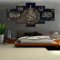 MPPSU Muslimisch-Islamisch-Allah-Der-Quran Wanddekoration Wohnzimmer Leinwandbild Jugendzimmer Poster Set Modern 5 Teiliges Wandbild Bedroom Decor XXL Bilder Mit Rahmen 150 * 80cm