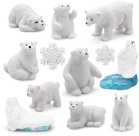 Gukasxi 12 Stück Realistische Eisbär Figur Tierfiguren, Winter Arktische Tiere iniaturfigur Spielzeug, Mikrolandschaft Garten Statue Landschaft Craft Dekorative Geburtstagstorte Dekorationen