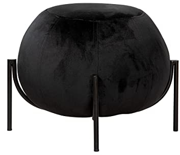 Casablanca Sitz Hocker Pouf York - schwarz - mit Metallfüßen - Ø 59 cm