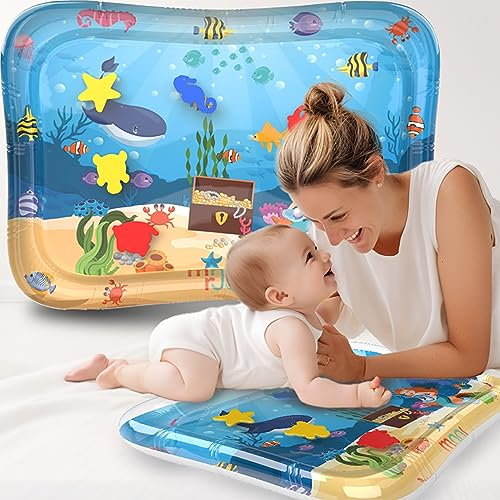 mookrook – Wassermatte Baby BPA frei – Bauchlage Spielzeug Baby, Wasserspielmatte groß 0-6 Monate, Spielmatte Wasser, Baby Aqua Matte