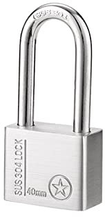 Cadenas en acier inoxydable avec anse longue, serrure à clé de sécurité extérieure étanche de 40 mm pour hangars, casier de salle de sport, boîte à outils, clôture, unité de rangement – 4 clés