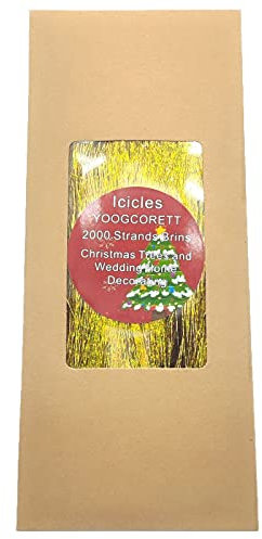 YOOGCORETT 2000 Stränge Gold Weihnachten Eiszapfen Lametta Glänzendes Lametta für Weihnachtsbaumschmuck Zuhause Hochzeit Geburtstag Party Dekor Supplies 45,7 cm