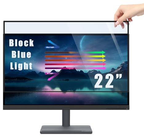 PYS 22 Inch Blue Light Blocking Screen Protector for Computer Monitor Removable 16:10 Aspect Ratio 22 Anti Blue Light Anti Glare Filter Easy on/off for Eye Protection