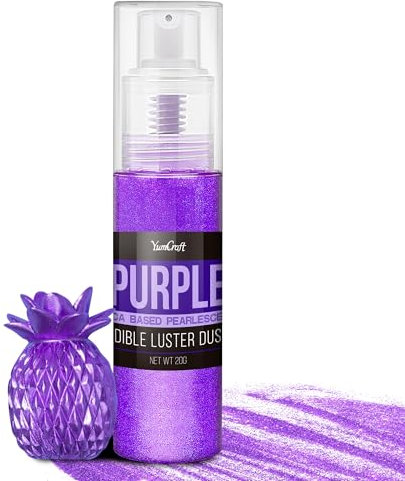 Essbarer Glitzer Spray für Getränke - 20g Lebensmittel Glitzerpulve für Likör, Cocktails, Dekorieren Torten - Geschmacklos Glitzer Pulver Glitzerstaub für Sekt, Wein, Champagner, Backen (Lila)