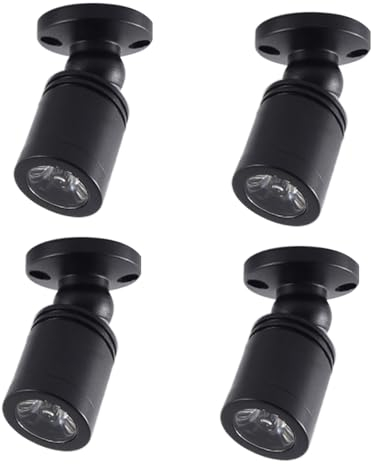 HVZUM 4 Mini Deckenspot Vitrinenbeleuchtung Spots 1W Warmweiß 3000K Mini Aufbaustraler (schwarz)