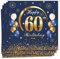 MORAINJAY 60 Geburtstag Papierserviette,20 Stück Blau mit Gold Geburtstagsservietten für Mann Frau 60 Party,16.5cm Quadrat Servietten für 60. Geburtstag Party Deko