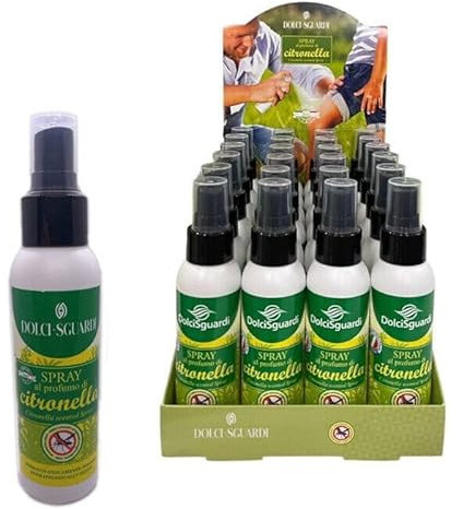 24 Pezzi Acqua Profumata alla Citronella, Spray Anti Zanzare da 100 ml, Spray alla Citronella Made In Italy Protezione Naturale Contro le Zanzare, per Tutti i Tipi di Pelle. 24 Confezioni da 100ml