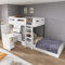 MQLAE Kinderbett Hochbett 90x200 mit Ausziehbarer Achreibtisch und Schrank, Etagenbett Funktionsbett mit Schublade & Regale & Leitern, Großer Stauraum, Rausfallschutz Bett, Ohne Matratze, Weiß