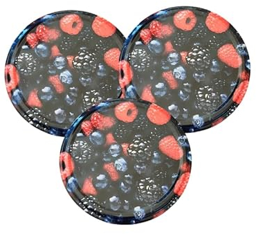 Lot de 100 Couvercles pour pots en verre et bocaux de conserves et de confiture, couvercle universel fruits rouges, couvercle de remplacement | Diamètre 82 mm