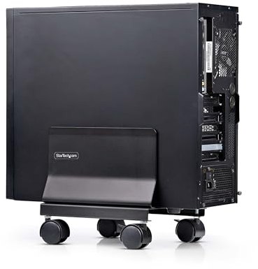 StarTech.com PC Ständer, CPU Ständer auf Rädern, Tragkraft 21kg, Einstellbarer PC Rollwagen/Computerständer, CPU Halterung