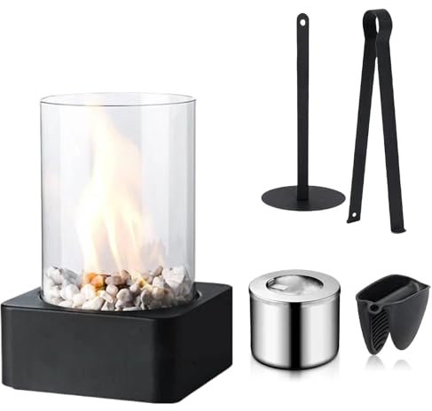 Tabletop Fireplace Portable Bio Ethanol Table Top Fire Pit Bioethanol Fire Home Kitchen Living Room Garden Balcony Ethanol Burner for Christmas, Halloween, Valentine's Day