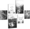 Novart Wandbilder Wald Landschaft - KOMPLETT AUFHÄNGFERTIG - Schwarz Weiss Wohnzimmer Schlafzimmer Flur - 6 Moderne Mood-Bilder - N036667c