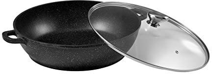 Pradel Excellence - Mijoteuse en Fonte d'Aluminium Premium Couvercle Verre - Revêtement Anti-Adhésif Façon Pierre - 2 Protèges Poignées Amovibles - Tous Feux dont Induction - 36cm