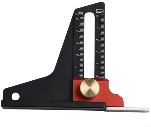 Tiefenmesser aus Aluminiumlegierung, Messwerkzeug für Säge, Tischfräse, Holzbearbeitung, Tischler, Heimwerker, 0–55 mm, metrische Skala