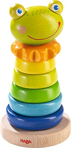 HABA 302915 – Steckspiel Frosch, Sortier- und Motorikspielzeug zum Lernen von Größen und Farben, Holzspielzeug ab 18 Monaten