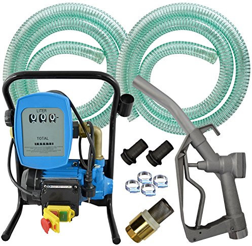 AMUR Pompa GASOLIO Pompa TRAVASO GASOLIO 12V / 230V con Pistola E Accessori con CONTALITRI Digitale Pompa ASPIRAZIONE Cambio Diesel Set Power 600-2-4-230V