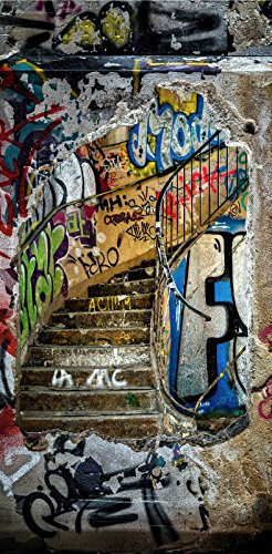 Türposter 87x200cm Lost Place Türaufkleber Möbelfolie Graffiti Verlassen Treppe 1010tp