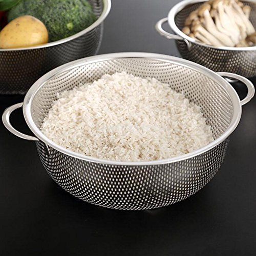 Fenteer Égouttoir à Riz En Acier Inoxydable à Mini-trous, Il Vous Permet De Filtrer Les Spaghettis, Le Riz, Les Légumes Et Les Fruits - B 19,5 cm