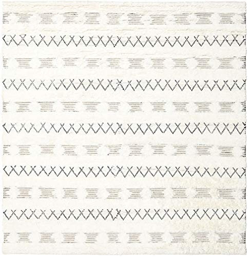 RugVista, Shedir, Teppich, Mittelflor, 250 x 250 cm, Quadratisch, Wolle, Flur, Schlafzimmer, Küche, Wohnzimmer, Weiss, Beige