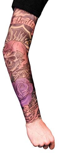 Maskworld Death - Tattoo Ärmel zum Überziehen - Armgröße: M - Kostüm-Zubehör für Halloween, Karneval & Motto-Party