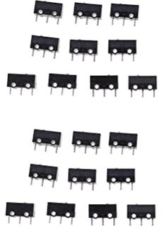 Fasizi Lot de 20 micro-interrupteurs D2FC-F-7N 10 m pour souris de remplacement testé - Bouton-poussoir - Noir - ON-OFF