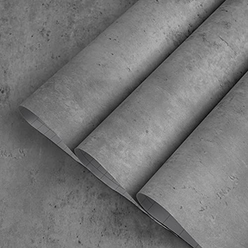 TOTIO Klebefolie Tapete Hellgrau Betonstruktur 40CMx18M 3D Zementmuster Vintage Kontaktpapier DIY Möbelaufkleber Vinyl Dekorfolie Selbstklebend Wasserdicht Ölbeständig Entfernbar Matt Verdicken