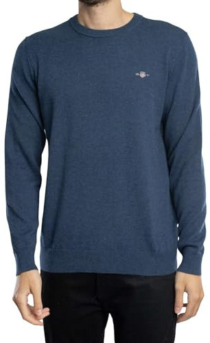 Gant Herren Classic Cotton C-Neck Pullover, Dark Jeansblue Melange, 3XL