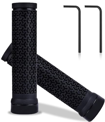 2PCS Bike Handlebar Grips, Anti-Slip Rubber Bicycle Handlebar Grips, Single Lock-On Mountain Bike Handlebar Grips Scooter Handle Grips with 1 Pair of Allen Wrench