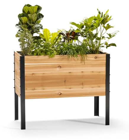 EARTH ELEVATED Hochbeet aus 100 % kanadischem Zedernholz für den Garten – Pflanztopf zum Anbau von Kräutern, Blumen und Gemüse zu Hause, Innen- und Außenbereich, Terrasse, Balkon, Deck (91,4 cm)