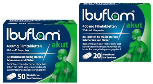 Ibuflam® akut 400 mg Filmtabletten - Schnelle Schmerzlinderung und Fiebersenkung mit Ibuprofen - 50 + 20 Stk.