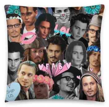 AJIUZI Dekorative Dekokissen, Johnny Room Depp Sofa-Collage, Outdoor-Bettbezüge, weiche Kisseneinsätze mit Kissenbezug, Weiß, 35,6 x 35,6 cm