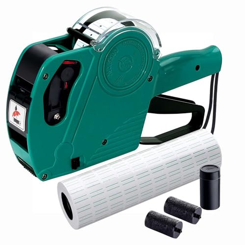 MX5500 Preisauszeichen-Pistole mit 5150 Aufkleber-Etiketten und extra Tinte, 8-stellige Etikettenhersteller für Einzelhandel, Lebensmittelgeschäft (grün)