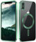 DUEDUE Fundas iPhone XS MAX 6,5, Funda Magnética para iPhone XS MAX[Compatible con mag-Safe] Carcasa Translúcido Mat Ultradelgada Carga Inalámbrica Protección Grado Militar, Verde Alpino