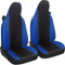 Susy Shop Coprisedili Auto Compatibili Per Smart fortwo, 450 451 e 453, Set 2 Fodere Anteriori, Realizzate In Tessuto Policotone (Nero/Blu Royal)
