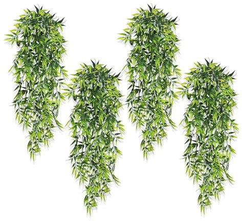 RXKFIGX 4 Pièces Plantes Artificielles Suspendues en Bambou, Plante Artificielle Plantes Artificielles Suspendues Faux Feuilles de Bambou Suspendues pour Intérieure Extérieure Mur Arche