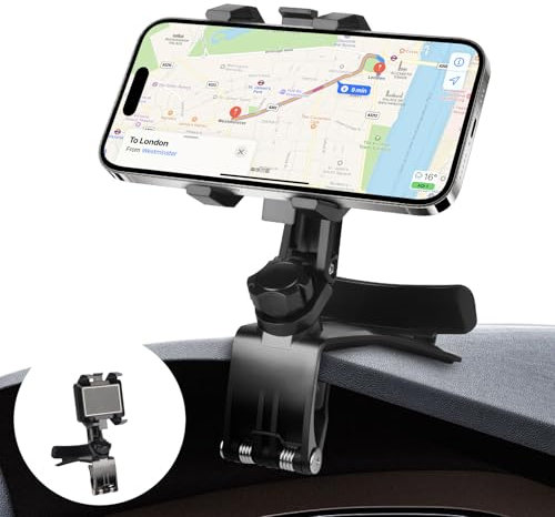 EEEKit Car Phone Holder, 360 Degree Rotating Dashboard Car Phone Mount with Adjustable Spring Clip for 4-7in Smartphones
