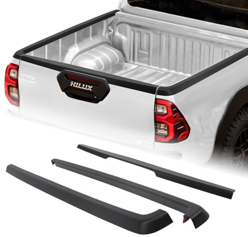 JHCHAN Juego de 3 Protectores de Borde de Maletero para Toyota Hilux 2021-2024 Invincible GR Sport Invincible X ABS Textura Negra Protector de Bordes