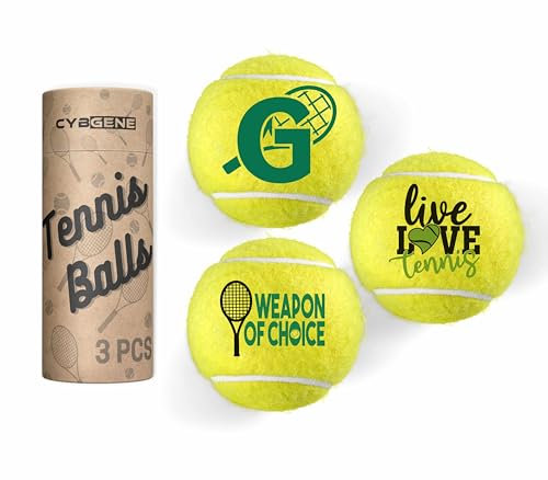 CybGene Tennisgeschenke, personalisierter Tennisball, Set mit 3 einzigartigen Tennisbällen mit Geschenkpaket, perfekt für Tennis-Teamkollegen, Partner - Initiale G
