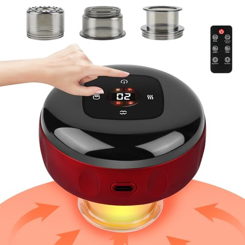 Alaoo Ensemble de Ventouses électriques Gua Sha 3 en 1, Ventouse Anti Cellulite électrique, 12 Températures Réglables, Appareil Massage Professionnel pour Soulage les Douleurs et Tensions Musculaires
