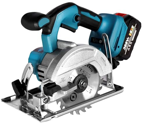 Scie circulaire sans fil pour batterie Makita 18 V, Moteur Sans Balais, profondeur de coupe et angle d'inclinaison réglables, pour Bois Tendres et Durs, avec batterie*1, sans lame