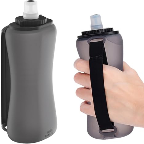 Qshare Handheld Water Bottle 12.32oz/350 ml, Wrist Sports Water Bottle, Portable Water Bottles for Running Sport Outdoor Camping (Black)