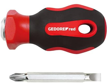 GEDORE red 2-in-1 Stubby‑Schraubendreher R38002002, kompakter Kurz‑Schraubendreher, kombinierter PH/SL‑Antrieb, ergonomischer Griff, ideal für enge Arbeitsbereiche