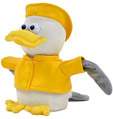 Kögler 75924 - Labertier Möwe Malwin mit Friesennerz, ca. 20 cm groß, nachsprechendes Plüschtier mit Wiedergabefunktion, plappert alles witzig nach und bewegt sich, batteriebetrieben