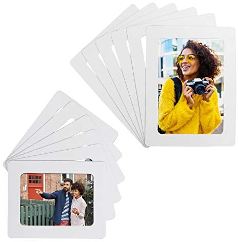 BELLE VOUS 12 Stk Magnetische Bilderrahmen Weiß für Kühlschrank - Magnet Fotorahmen für Fotos 10x15cm & 9x13cm - Kühlschrankmagnete Fotomagnete für Kühlschränke & Metall Oberflächen Foto Collage